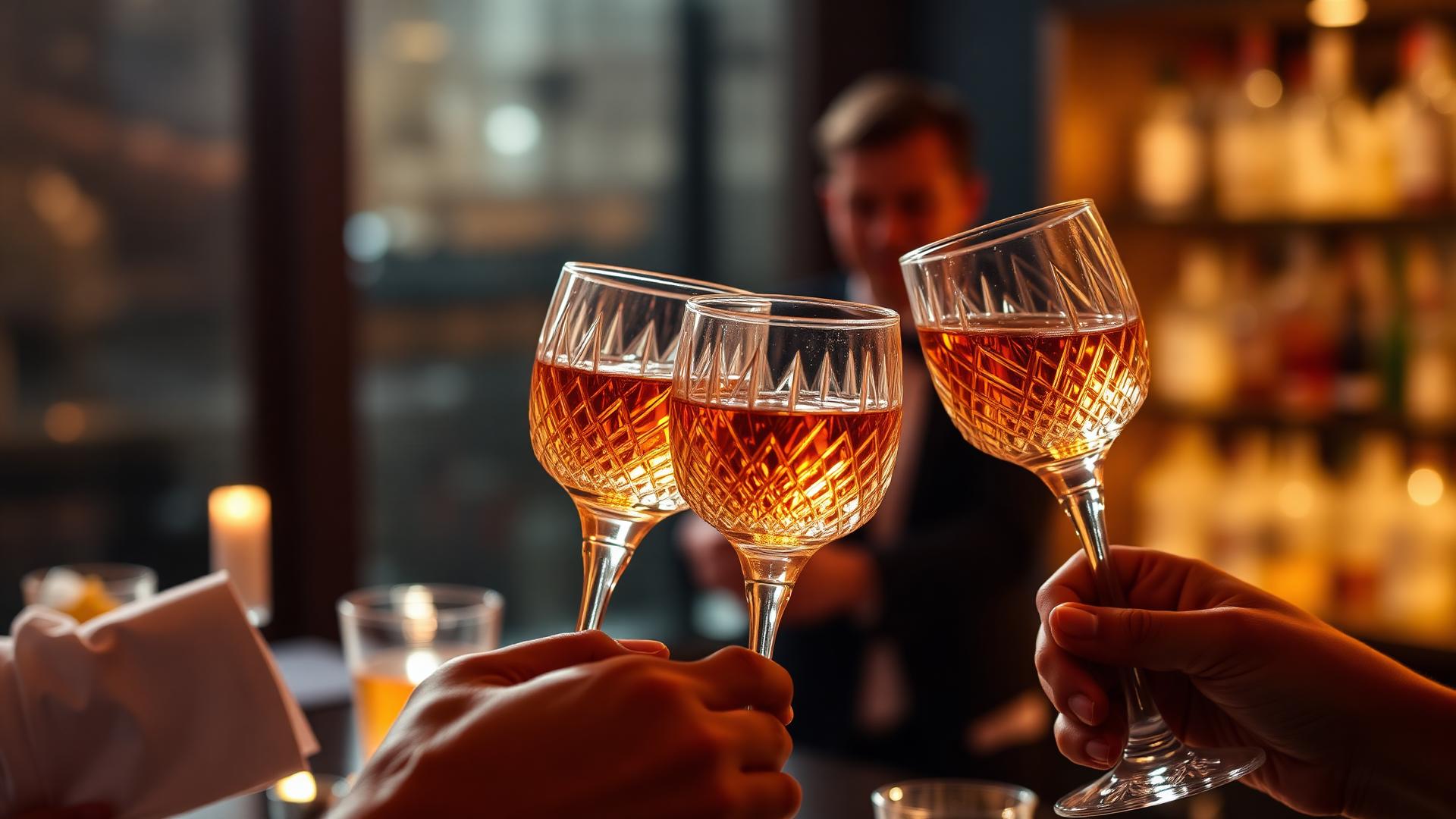 Brindisi con cocktail premium in cristallo — festa di laurea al THEGRADO Torino